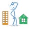 Stickman Thinking Apartment Or House