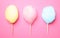 Sticks with different colorful yummy cotton candy on pink background