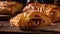 A sticky caramelized apple turnover with a flaky pastry crust created with Generative AI