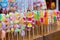 Sticky colorful sweet jelly skewer