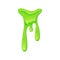 Sticky green dripping slime. Viscous liquid. Vector cartoon illustration.