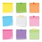 Sticky note colored sheets isolated on white background