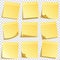 Sticky note with shadow isolated on transparent background set. Yellow paper. Message on notepaper.Reminder. Vector