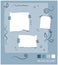 Sticky notes floral style palette, pastel blue shades color mood board template ot photo frame