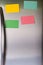 Sticky notes on fridge door