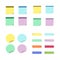 Sticky notes set. Circle square and strips stickers in flat style isolated