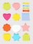 Sticky notes. Vector illustrations set. Notepad blank paper sheet for planning and scheduling. Round, heart, square