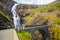 Stigfossen waterfall and bridge on Trollstigen road, Norway