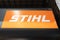 Stihl logo sign and brand text on facade shop german manufacturer of chainsaws