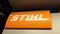 Stihl logo sign and brand text of shop german manufacturer of chainsaws handheld power