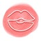 Stiker, icon, label of love, lips one line, isolated simple drawing