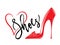 Stiletto shoe fashion logo. Stylish sandal.