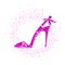 Stiletto shoe fashion logo. Stylish sandal. Pink color.
