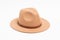 Stilish brown safari style hat with strap for women, isolated white background