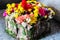 Still life beautiful bouquet of flowers ikebana gift