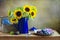 Still life with beautiful sunflower bouquet