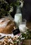 Still life with bread and milk, country breakfast