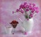 Still life with carnations and strawberry