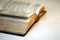 Still life and close-ups of old books, holy bible and hymn books