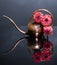 Still life of copper watering can and proteas