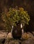 Still life with dried blueberry branches