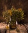 Still life with dried blueberry and tansy branches