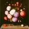 Still life with flowers in the style of old baroque painting, orange, white and violet flowers ai Generated, generative AI, CGI