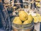 Still life of fresh lemons and silver objects