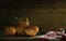 Still life fruits ;Mandarin oranges with glass of orange fresh juice