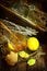 Still life with ginger,lemon,honey and herbs de Provence