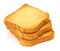 Still life of golden rusk in a white background
