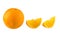 Still Life Half crescent, Full Fresh Orange Fruit on white background