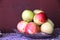 Still life many red-yellow apples on the table. red apples and yellow apples on the table.