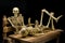 Still life of model skeleton in Halloween concept