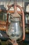 Still life old vintage antique rust kerosene oil lamp lantern
