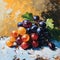 Still life painting of colorful grapes using strong brush strokes