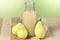 Still life of pears and pear juice