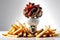 Still Life Photo - Bulb Constructed from an Arrangement of Two Greek Gyros with Shaved Lamb, French Fries