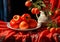Still life with red and ripe persimmons.. AI generative