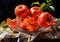 Still life with red and ripe persimmons.. AI generative