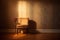 a still life of a single chair centered in a softly lit room