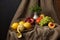 Still life in the Studio, pomegranate, grape, lemon.