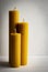 Still life three retro beeswax candles