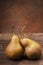 Still life. two pears on the rustic table