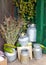 still life with various old aluminum objects, historical dishes