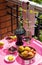 Still life on the veranda a light lunch with wine in the summer afternoon, in the south of Russia. Wine tasting.