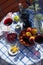 Still life on the veranda a light lunch with wine in the summer afternoon, in the south of Russia. Wine tasting.