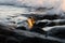 Still water with sunset highlights over lava rocks at Anaehoomalu Bay