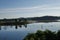 Still waters, reflections on lake Vajiralongkornin in Kanchanaburi, Thailand