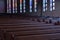 Stillness : stainglass colors reflection in the church